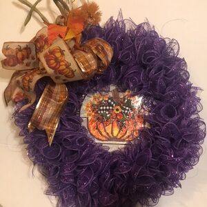 Purple Mesh Fall Wreath